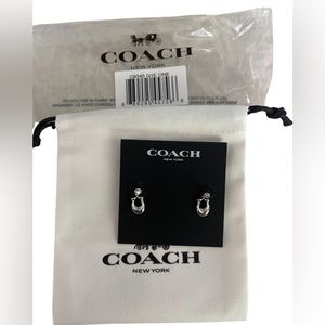 COACH Crystal and Logo C Stud
Drop Earrings NWT & Coach Jewelry Bag